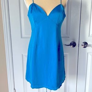 WILD HONEY SILKY CAMI SHIFT DRESS TURQUOISE SIZE L LARGE NWT FULLY LINED.